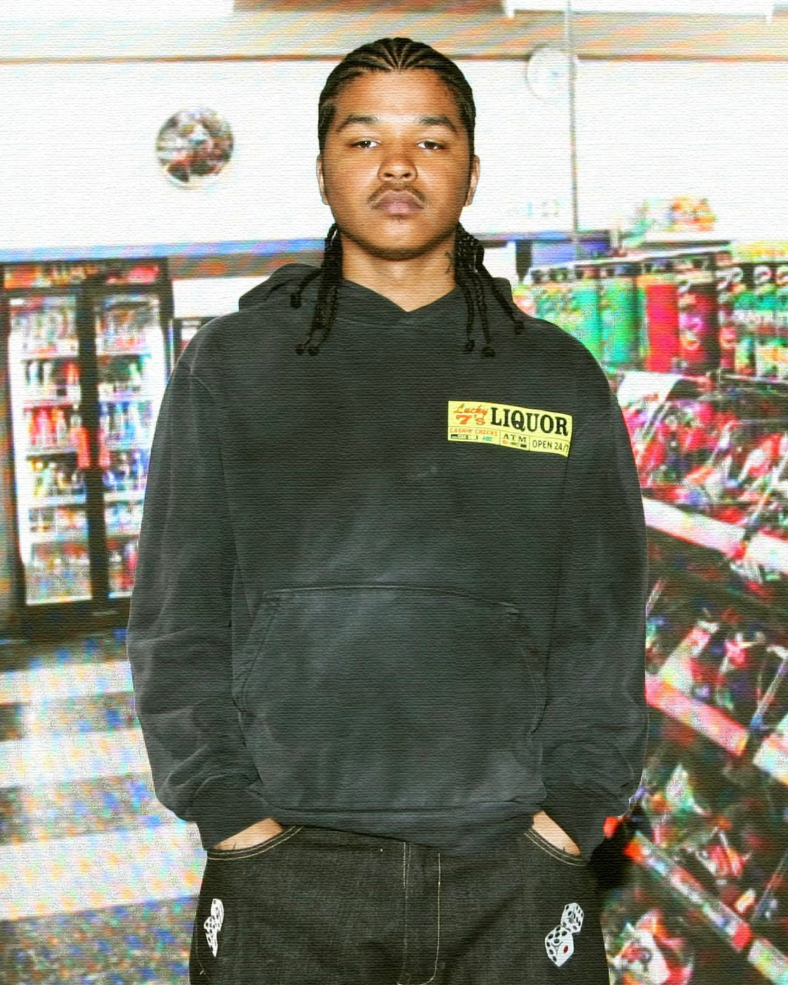 Luck 7's Liquor Store Hoodie- Vintage Black