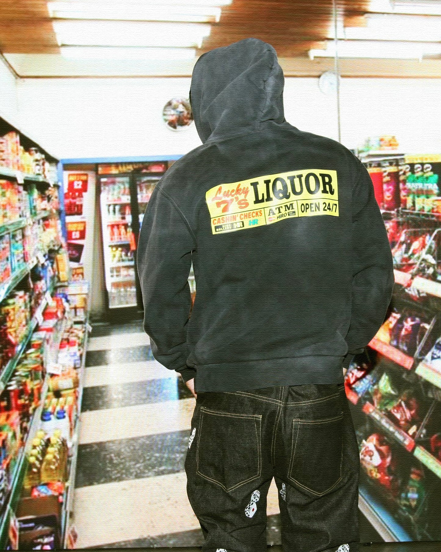 Luck 7's Liquor Store Hoodie- Vintage Black